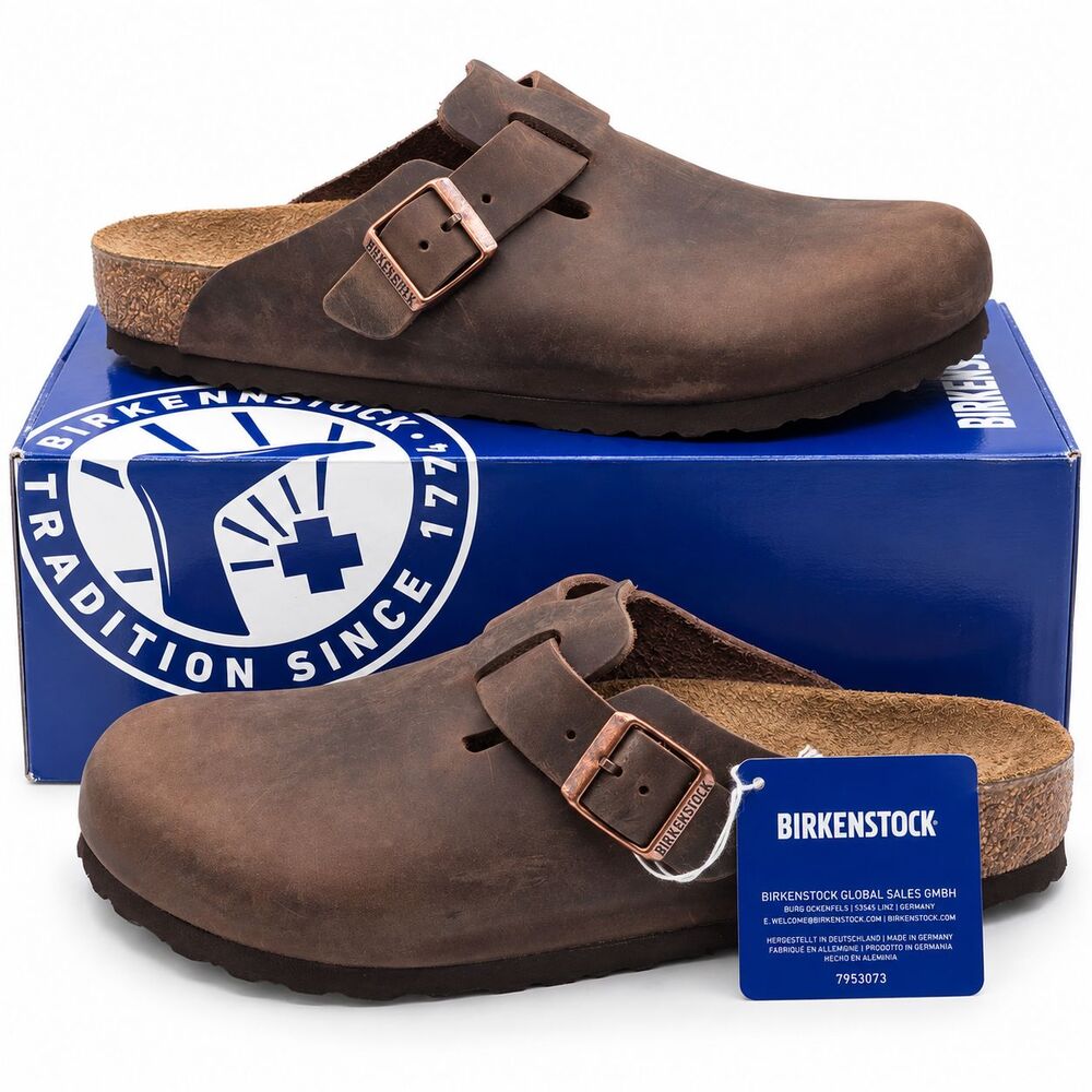 Birkenstock Boston Mens 8 Womens 10 EU41 Habana Oiled Leather Clogs Regular Wide